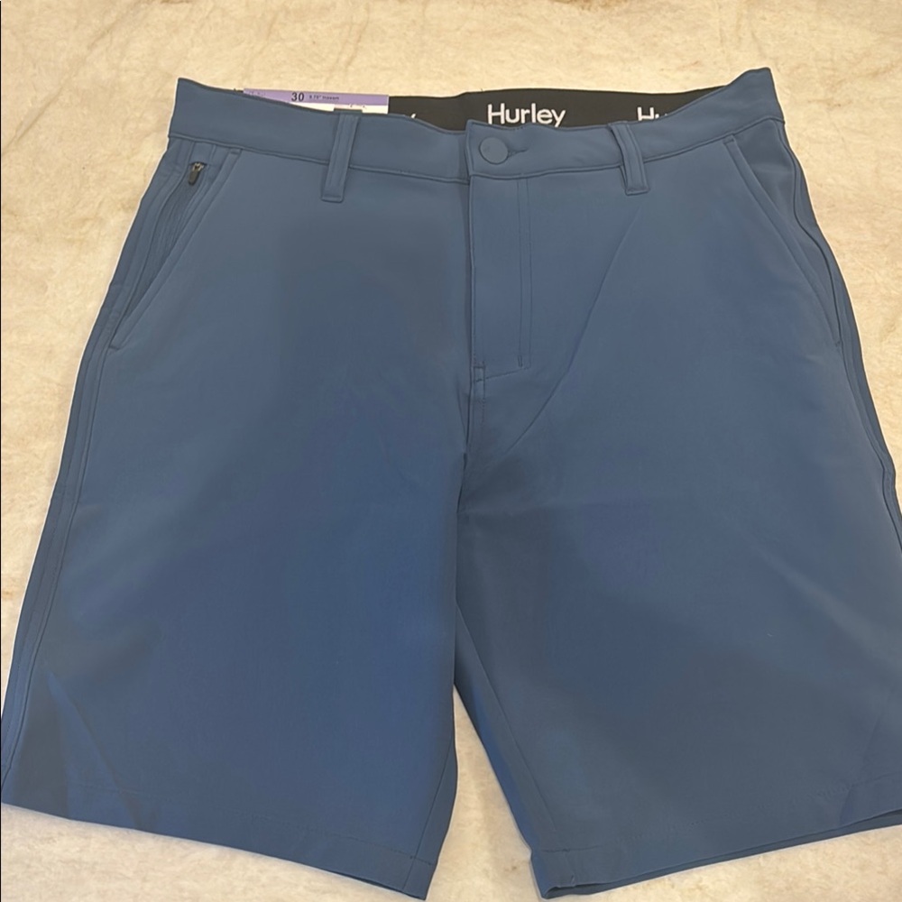 Hurley Junior Water-Repellent Shorts Blue 30” Waist 9.75” Inseam NWT